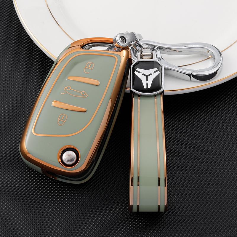 Soft TPU Remote Key Cover Case Shell Fob for Peugeot Citroen C1 C2 C3 C4 C5 DS3 DS4 DS5 DS6 Car Styling Accessories Keychain