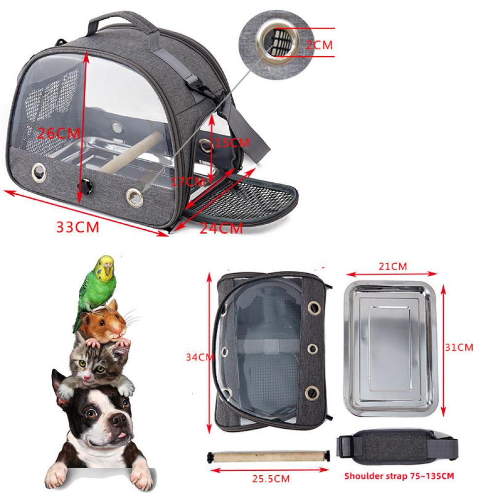 Bird Travel Carrier With Perch Parakeet Backpack Carriers With Stainless Steel Plate Portable Pet Carrier Bag For Bird Cage Accessories