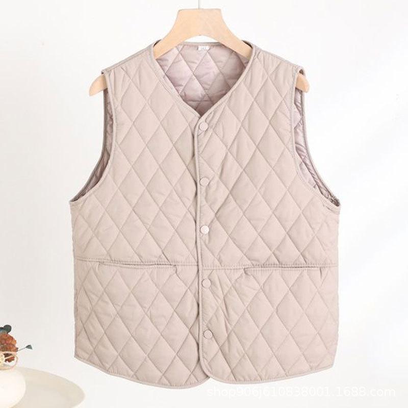New light down cotton vest women's autumn and winter collarless liner short women's vest large size vest jacket