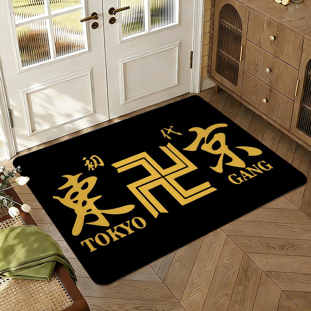 Classic Anime T-Tokyo R-Revengers Floor Mat Soft Thickened Absorbent Non-Slip Bedroom Living Room Door Mat Home Flannel Rugs