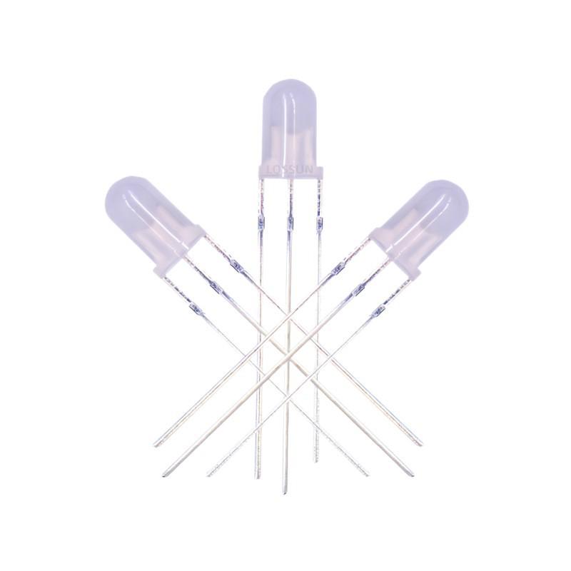 Dual Color Red & Blue 5mm Diffused LED, Common Anode, High Brightness, 3-Pin Round Head Indicator.