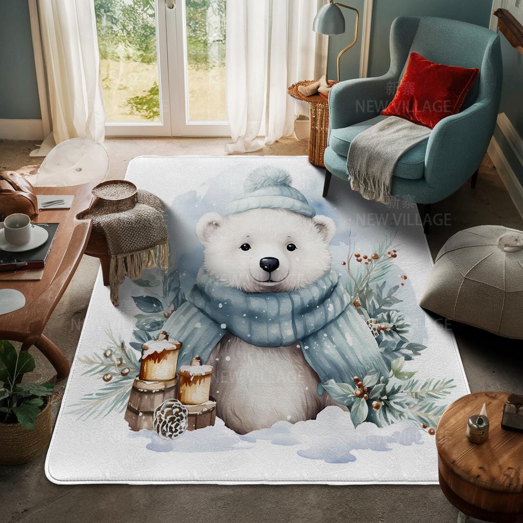 House Entrance Carpet Home Door Mat Living Room Bath Foot Bathroom Non-slip Water Absorption Rugs Bath Merry Christmas Winter