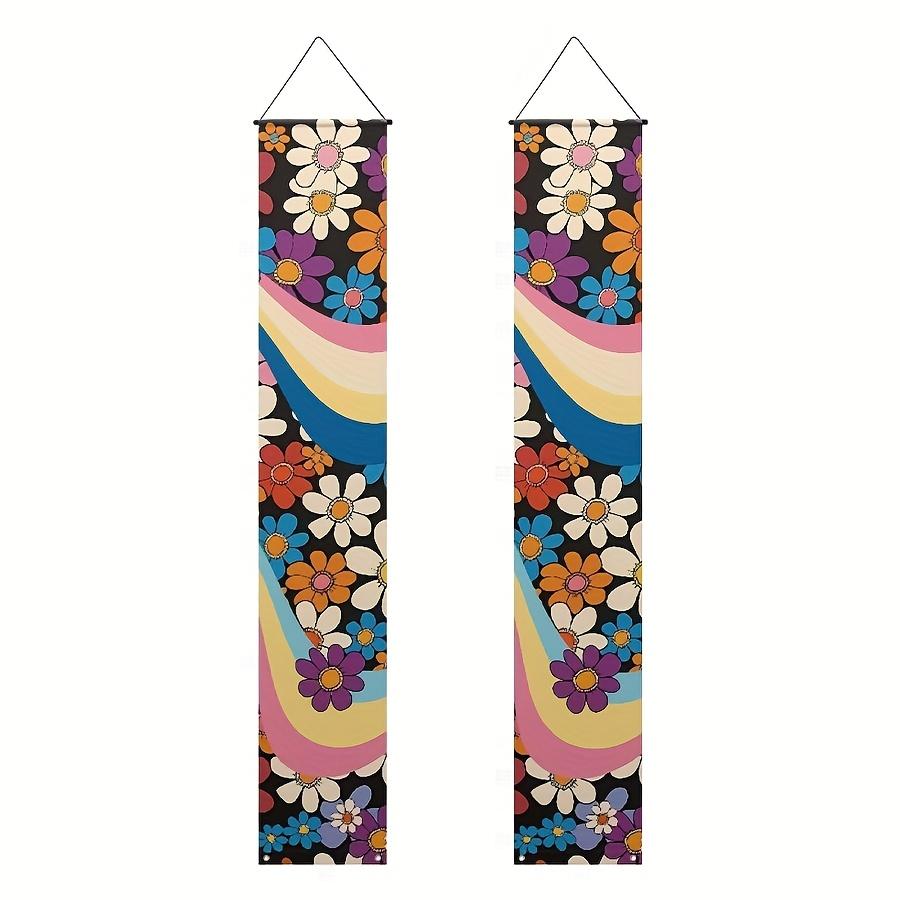 2pcs Set of Bohemian Floral Porch Banners, Spring/Summer Hanging Flags, Outdoor Decoration for Front Door