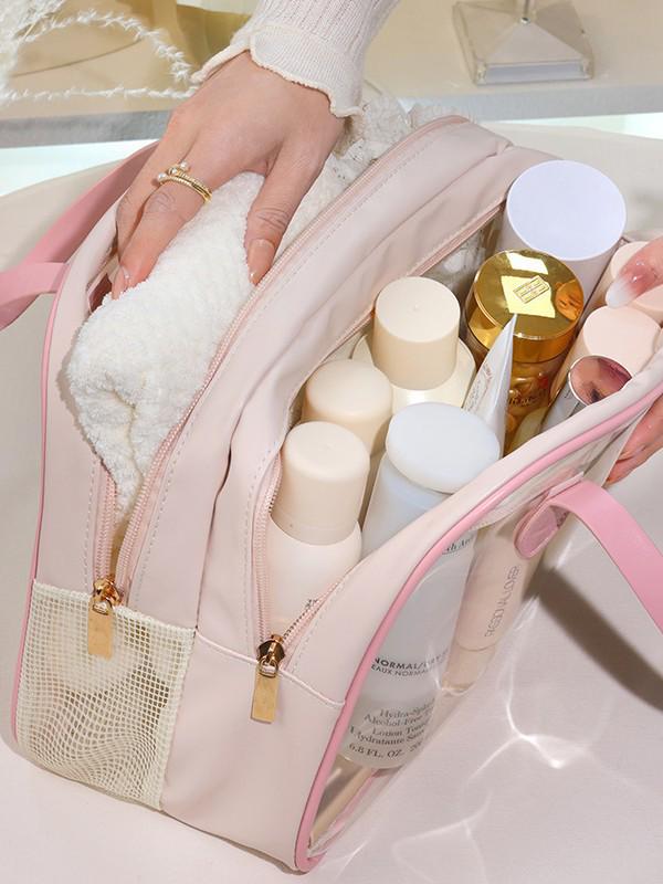 Ladder-Style Waterproof Makeup & Toiletry Bag, Large Capacity, Wet/Dry Separation, Portable for Travel & Swimming.