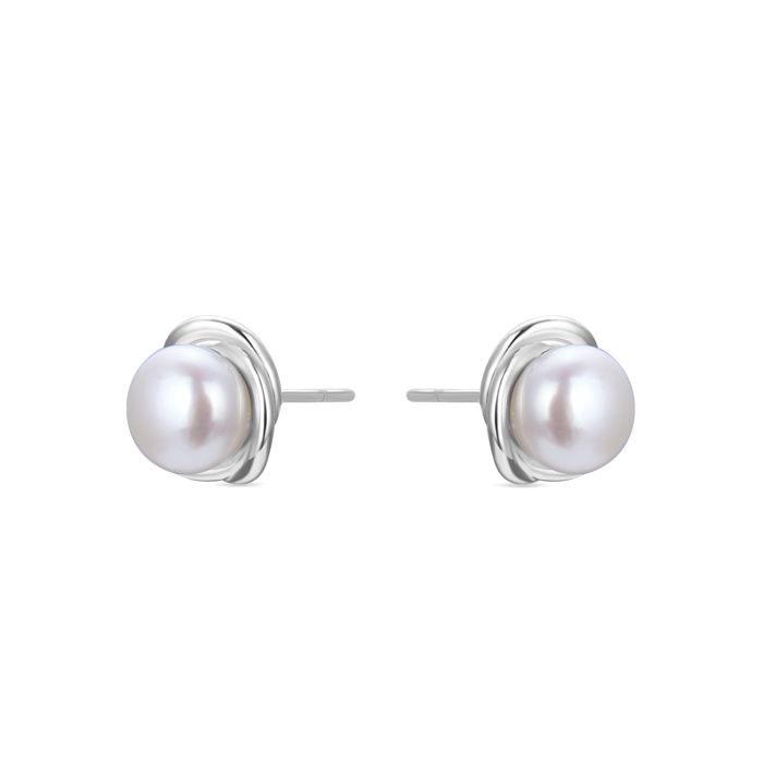 Boucles D'oreilles - LUXENTER - Nantu - Argent 925 - Perle Blanche - Plaqué Rhodium