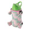 THERMO BECHER 380ml Wasserflasche mit 5155ALF "Tierflasche" Strohhalm, Grün/Welle, Rosa/Grün,