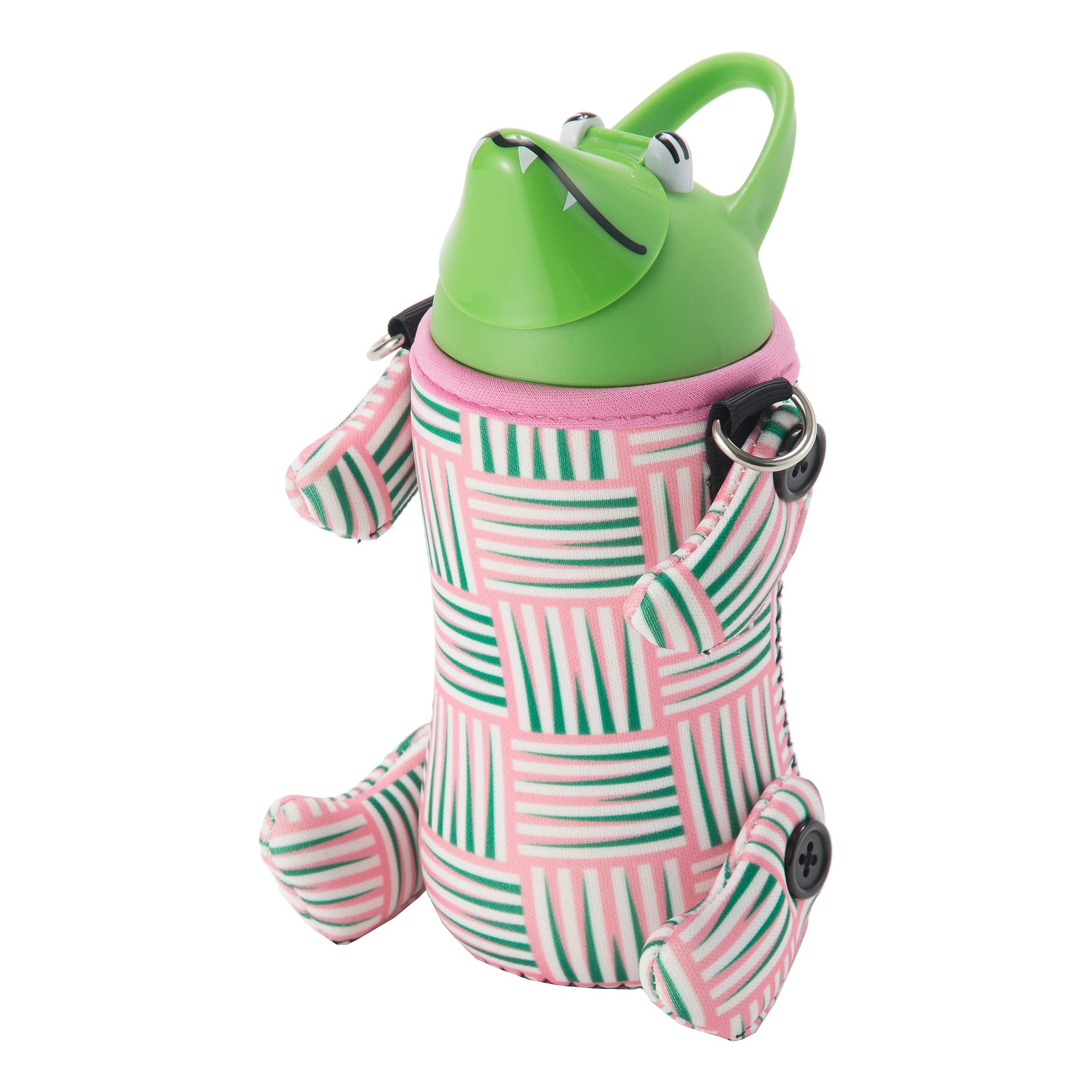 ТЕРМОКРУЖКА 380 мл Бутылка для воды с 5155ALF «Бутылка-Животное» Соломинка, Зеленый/Волна, Розовый/Зеленый,