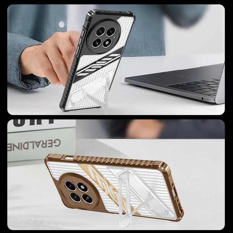 Anti-slip Kickstand Case For OnePlus 13 One Plus 13R Cover Stand Holder Transparent Shell Fundas Coque