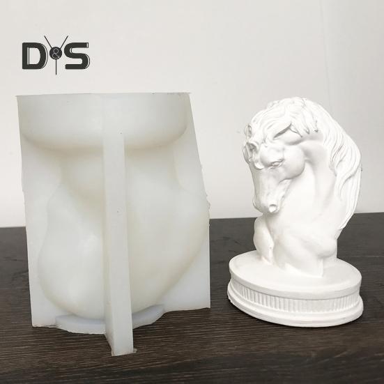 Horse Head Sculpture Silicone Mold Y Reusable 3D Horse Head Candle Plaster Art Resin Making DIY Soap Aroma Candle Mold Craft Supplies Home Decor