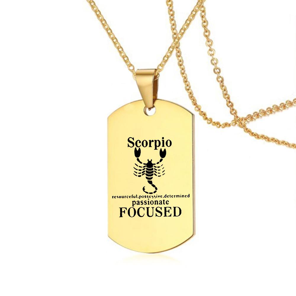 Sternzeichen Halskette für Männer Frauen 12 Konstellation Edelstahl Skorpion Kette Halskette Geburtstagsgeschenk Anhänger Schmuck