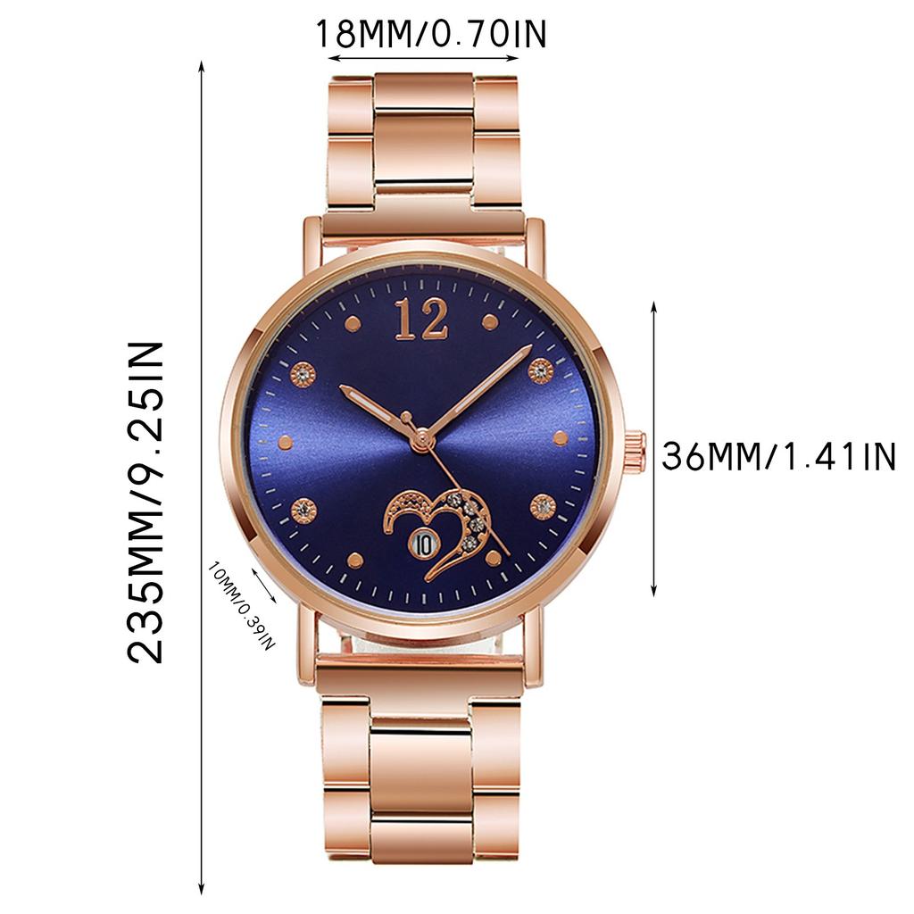 Ladies Temperament Luminous Steel Band Glass Alloy Quartz Watch