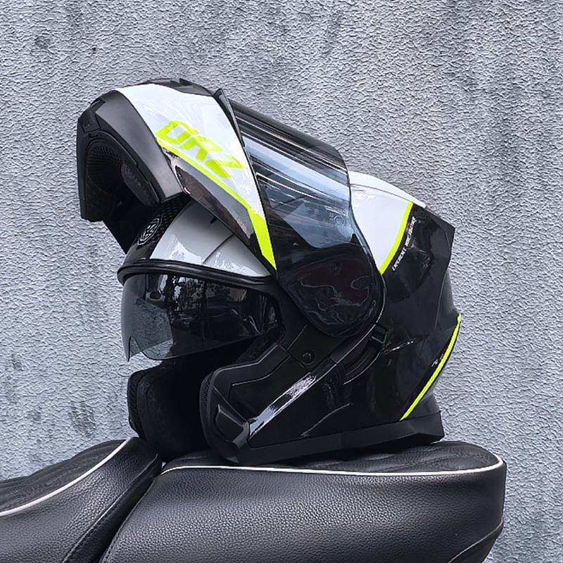 ORZ-162 motorcycle helmet, modular flipped full face helmet, long-distance off-road helmet with built-in sunshade