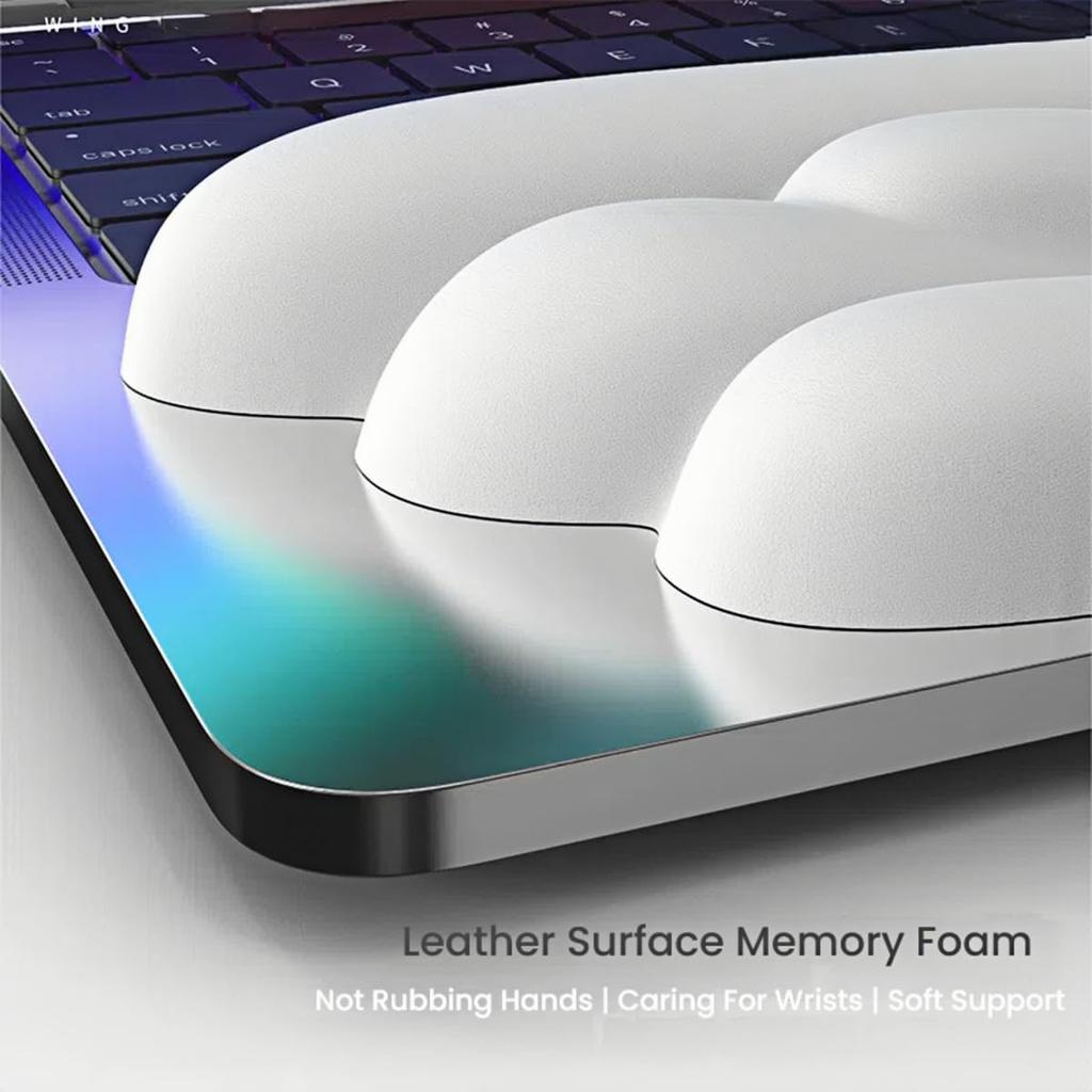Angel Wing Wrist Rest Ergonomic Memory Foam Wrist Rest for Computer Keyboard Mouse Set, Cute Gaming Keyboard Cushion Hand Support PU Leather Surface