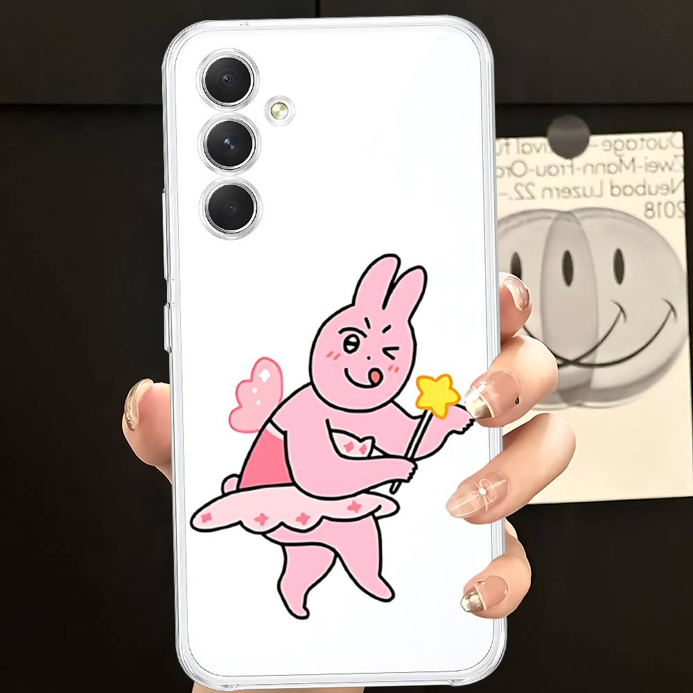 Funny My Friend Rabbit Pink HD Clear Transparent Phone Case For Samsung Galaxy A52,A12,A51,S24,S23,S22ULTRA,S21 Edge,S20LITE,Plu