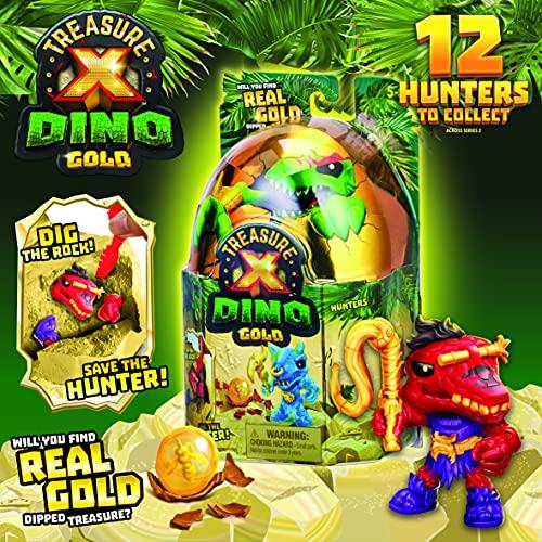 Treasure X Dino Gold Dino Einzelpack Offene Box Spielzeug Ausgraben und Entdecken Sammelbare Dinosaurierfiguren Finde Echten Goldschatz in 8 Abenteuertufen