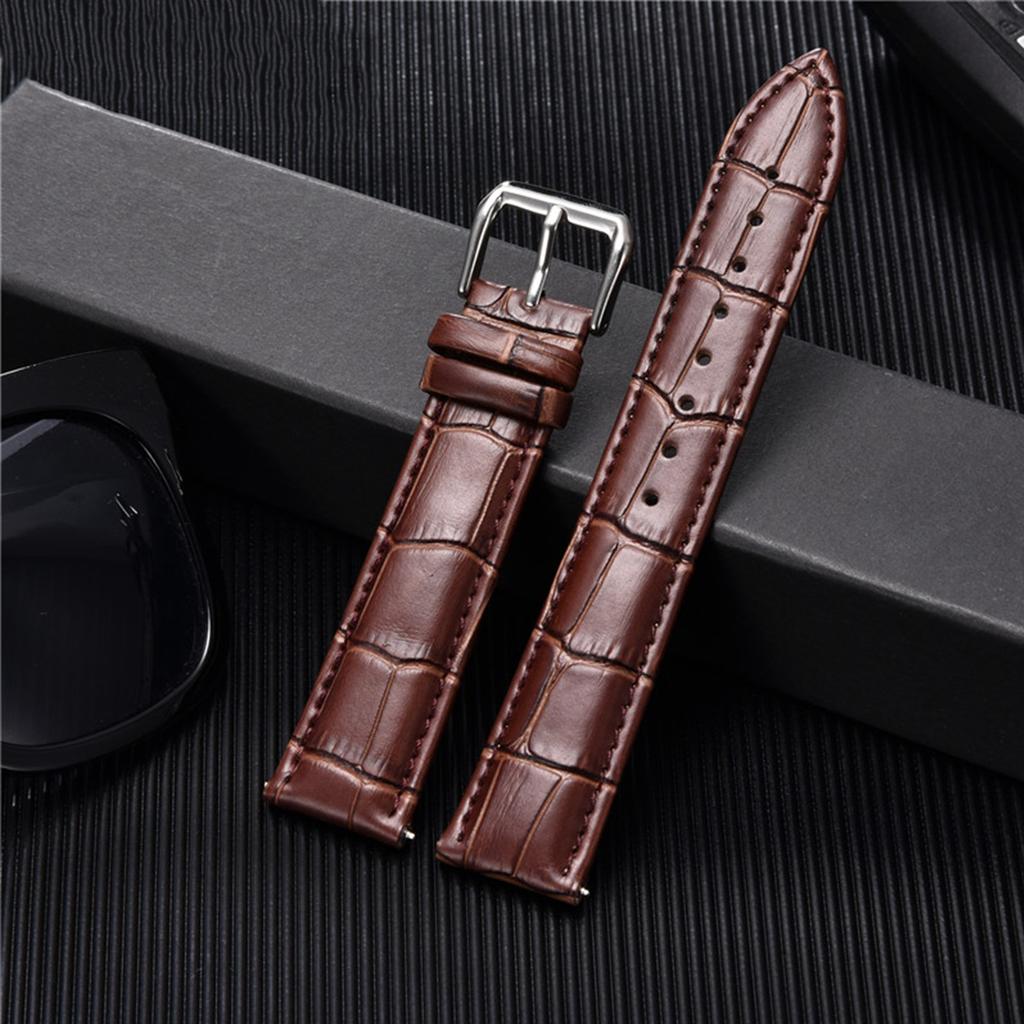 Genuine Leather Watch Strap 18mm 20mm 22mm WatchBand for Men Women Wrist Watch Band Accessories Metal Buckle Black Light Brown