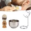 Men Beard Brush Set Beard Brush Holder Stand Soap Bowl Shaving Tool for Men Facial Grooming