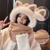Thickened Hat Scarf Gloves Set Plush Integrated Cap Scarf New Women Beanies Cap  Autumn Winter