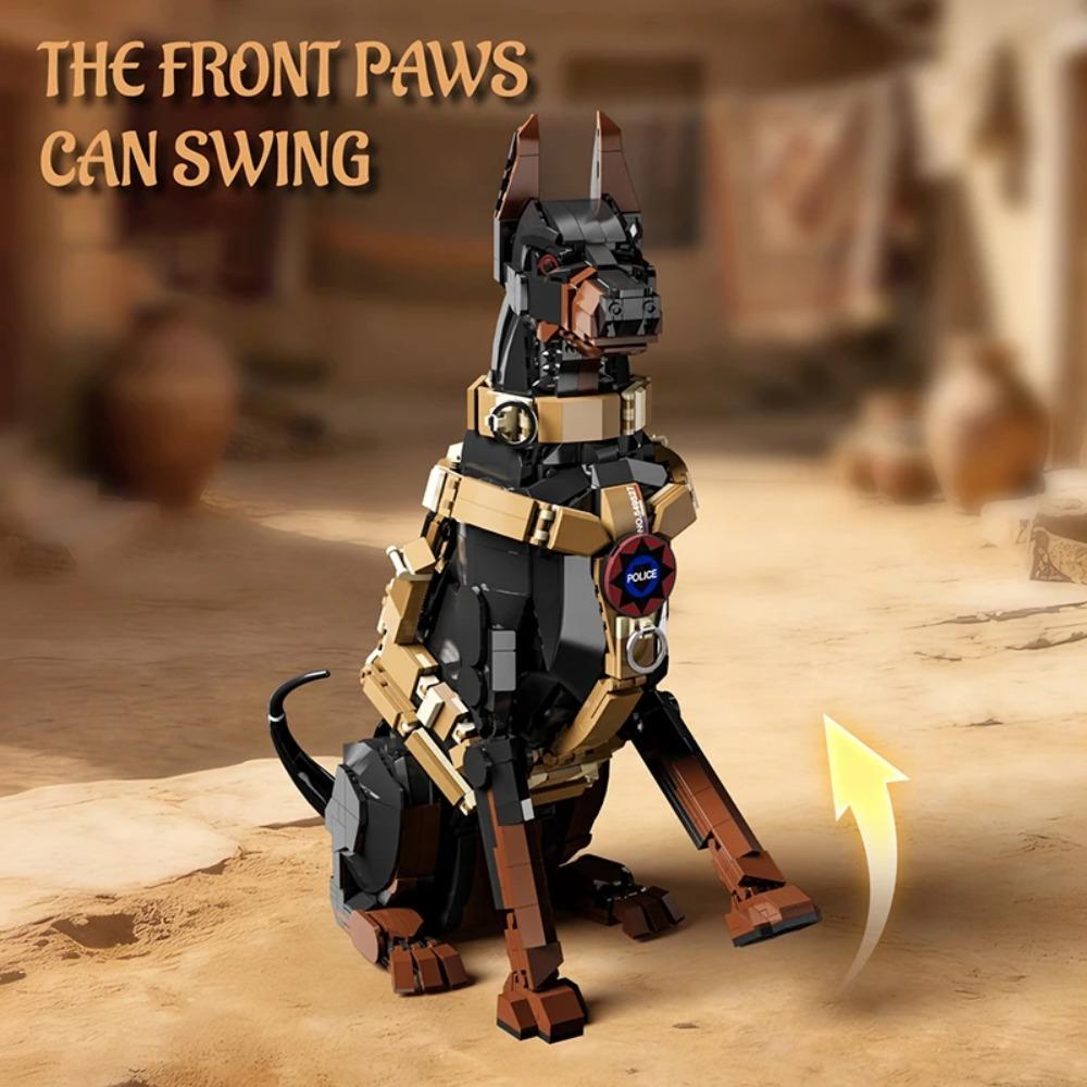 City Police Dog Building Blocks Model Doberman Animals Creative Bricks Toys for Kids Children Adult Gifts Cool Ornament 1300+pcs