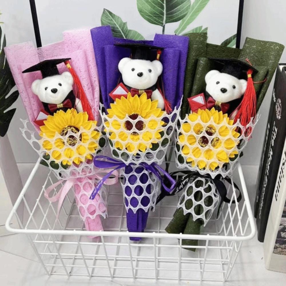 Dekoration Sonnenblumen Bär Strauß Plüsch Süßer Bär Strauß Neues Plüschtier Sträuße Abschlussgeschenk