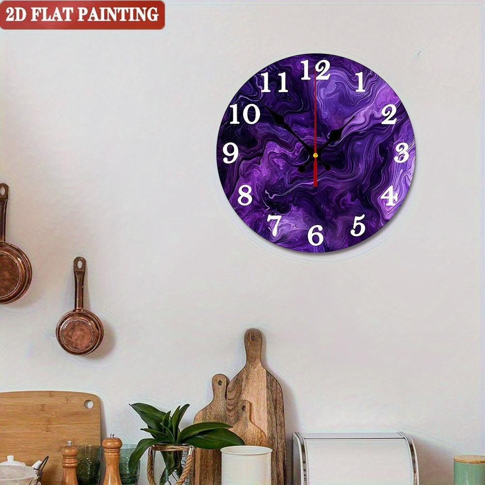Purple Swirl Wall Clock. Silent modern decor for home or office.
