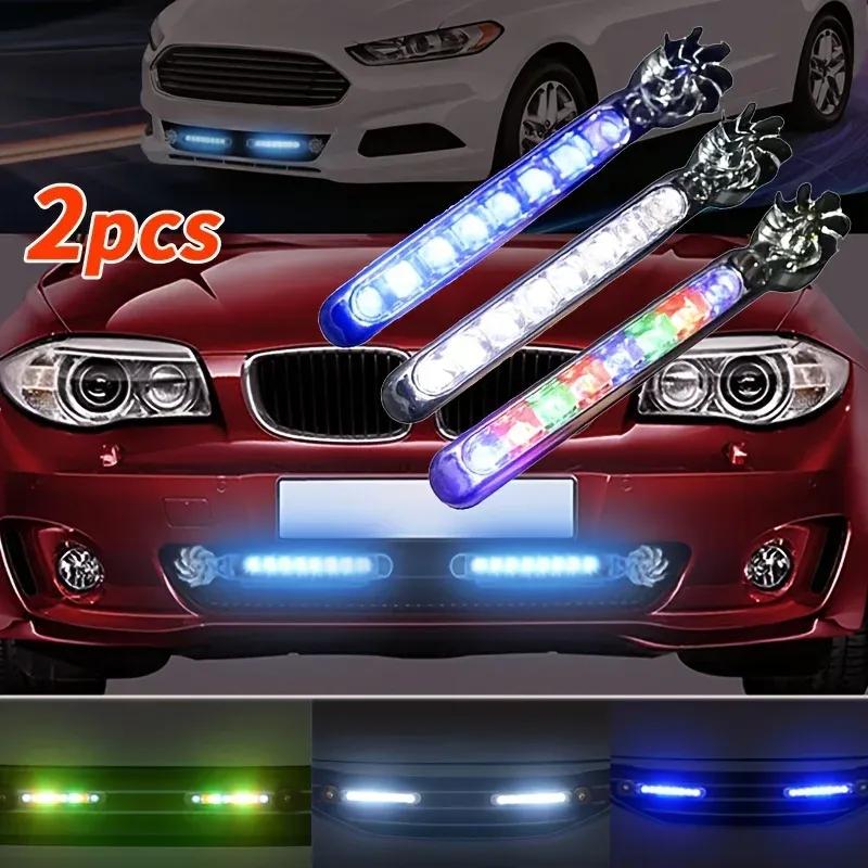 2 pezzi Auto ad Energia Eolica Luce Diurna a LED Illuminazione Ausiliaria Lampada a Ventola Rotante Fari Diurni per Automobili Decorativi