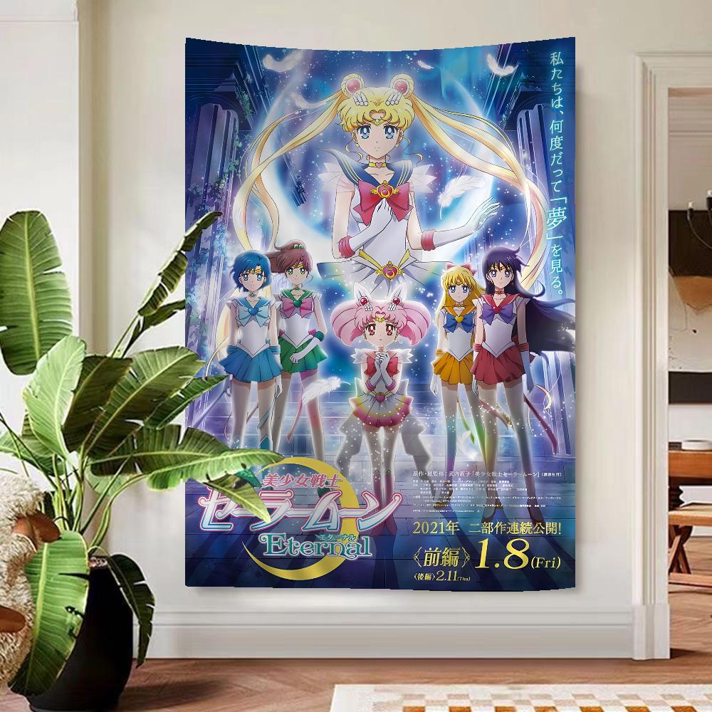 Cute Sailors Girl Moons Printed Large Wall Tapestry Hanging Tarot Hippie Wall Rugs Dorm Art Home Decor