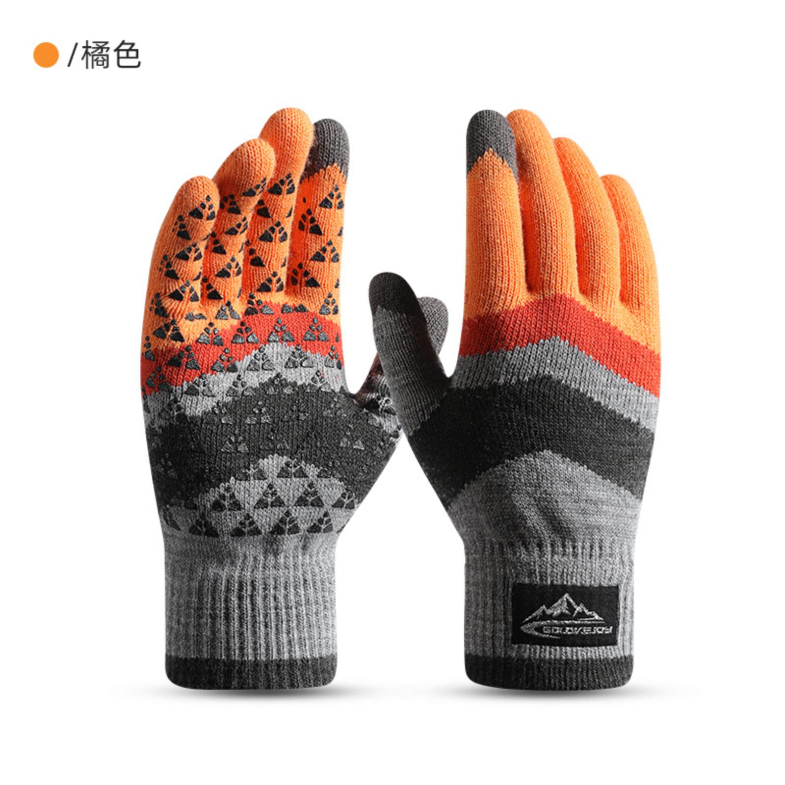 

Winter Knitted Thermal Gloves For Men Outdoor Cycling Windproof, Cold-Resistant, - Touchscreen Gloves Thickened With Fleece One Size помаранчевий