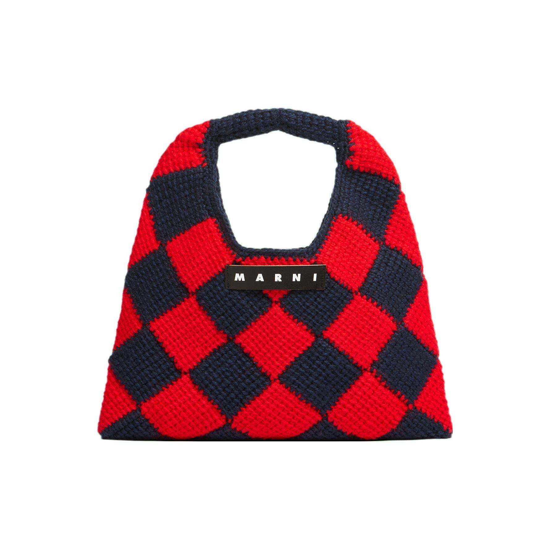 

Marni Market Letter Patch Geometric Pattern Technology Acrylic Knit Tote Bag Medium Women tote bag Blue Red SHMH0049A0FW305CHB80 Basic Set (Bag+Dust Bag)