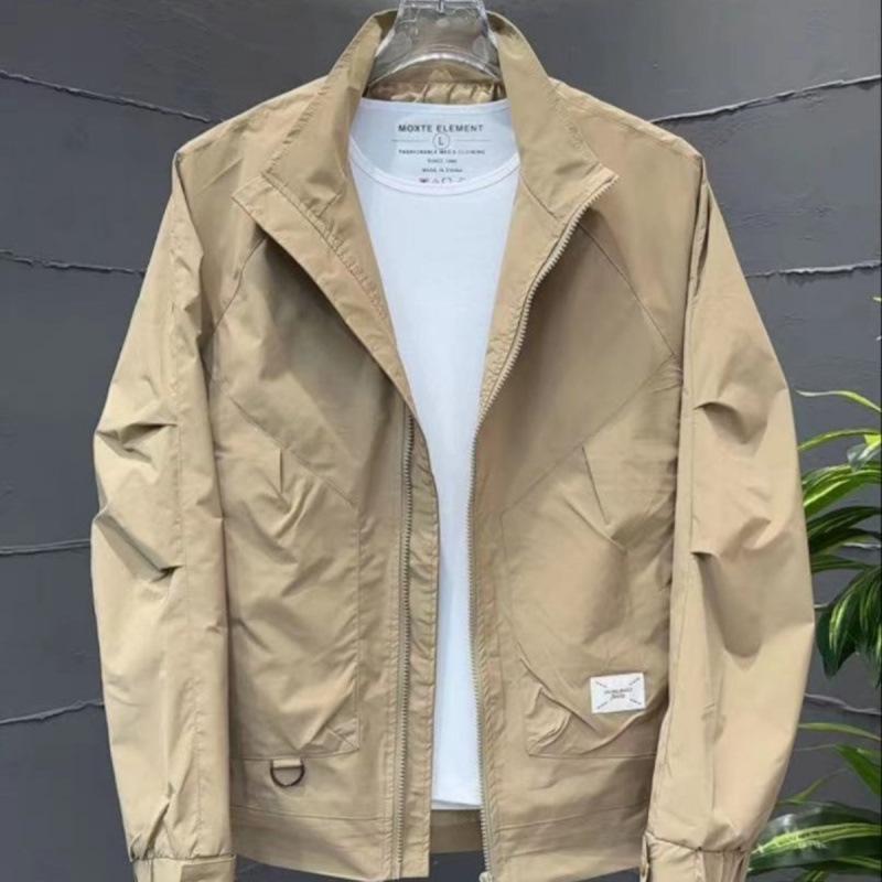 Men's Simple Casual Tooling Autumn Coat Trendy Fashion Versatile Loose Stand-up Collar Jacket