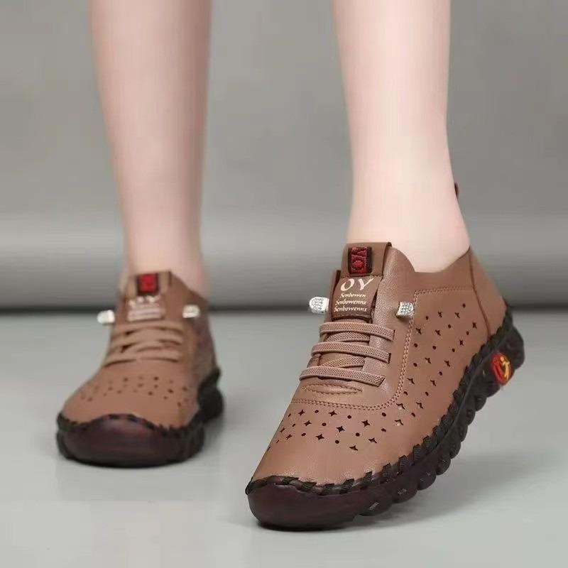 Super soft sole soft leather beef tendon new summer comfortable medium and old leather shoes are not tired women's single shoes