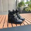Neue, innere Höherschuhe Damen High-Top Farbkombination Runde Spitze Flachsohle Freizeitschuhe Vielseitige Klettverschluss Sneaker Damen