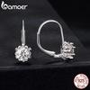 BAMOER Platinum Plated Moissanite Flower Earrings for Women, Round Cut Lab Diamond 925 Silver Hypoallergenic Earrings