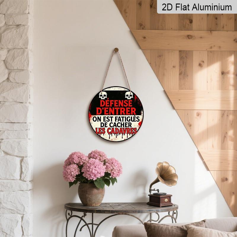 2D Flat Aluminum French-style Fun Warning Signs and Plaques, Available In Various Sizes. Vintage Dripping Skull Wall Decorations, Suitable for