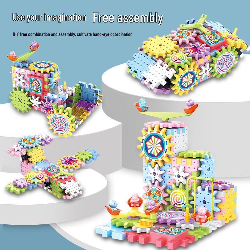 Evolving Electric Building Block Set: Gear Rotating Puzzle for Boys and Girls Ages 3-6