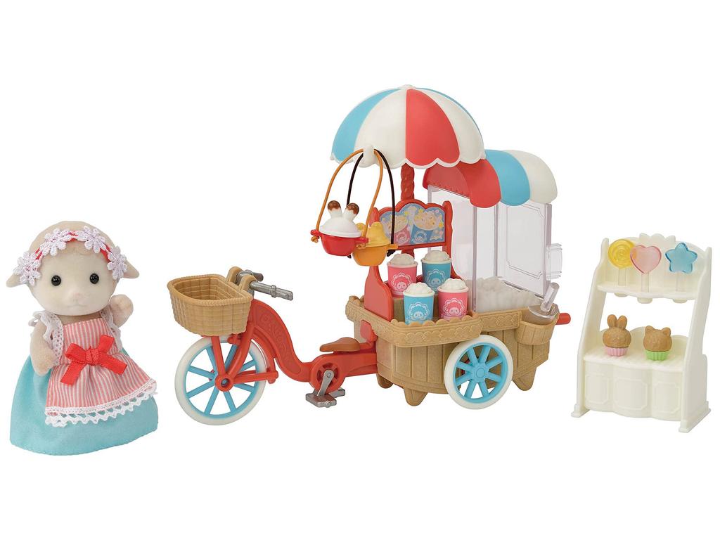 Sylvanian Families Amusement Park Shop Popcorn ST Mark Certified Toy Dollhouse for Ages 3 and Sylvanian Epoch "Ponpon! Cycle" Mi-90 Up, Families,