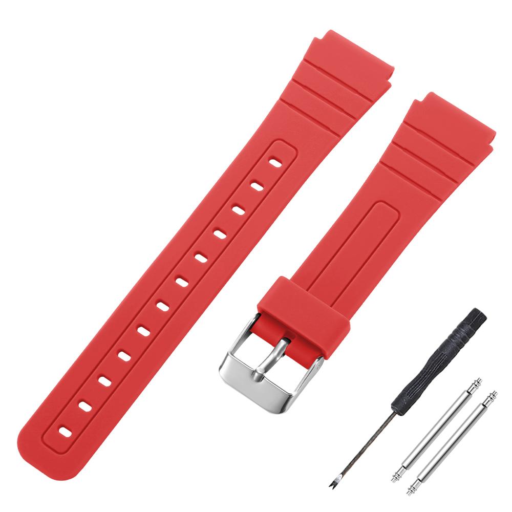 18mm Silikonový řemínek na hodinky pro Casio F91W W-800H SGW400 F91W F84 F105/108 A158/168 AE1200/1300 Náramek na hodinky Měkké pánské náramky na zápěstí