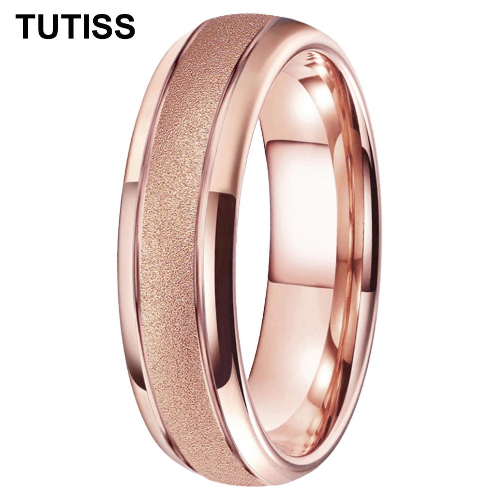 TUTISS 6/8mm Ready To Ship Sandblasted Gold Tungsten Ring for Men Women  Engagement Wedding Band Comfortable Fit