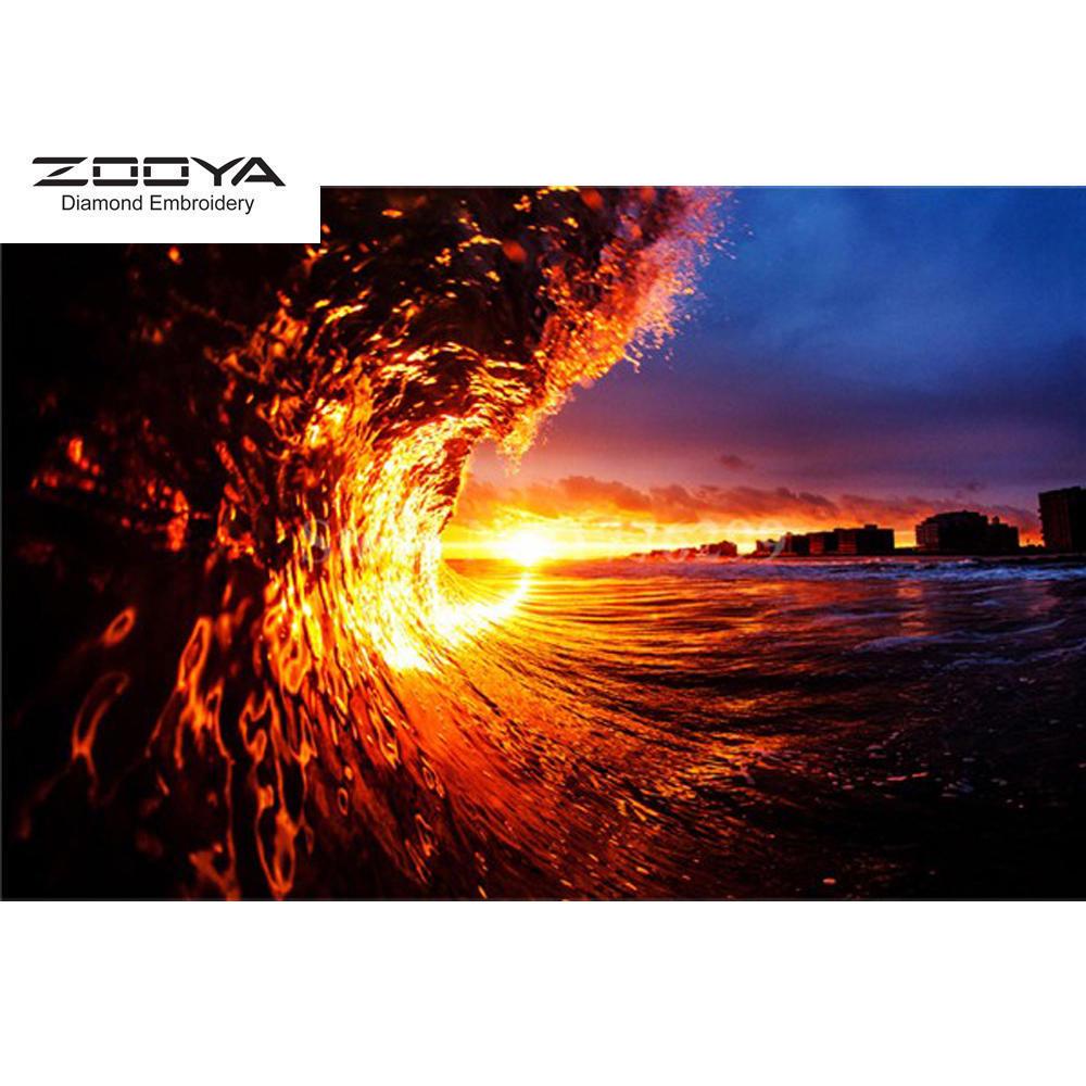 

ZOOYA 3D Алмазная вышивка Картина Вышивка крестом Круглый горный хрусталь Картина Волны