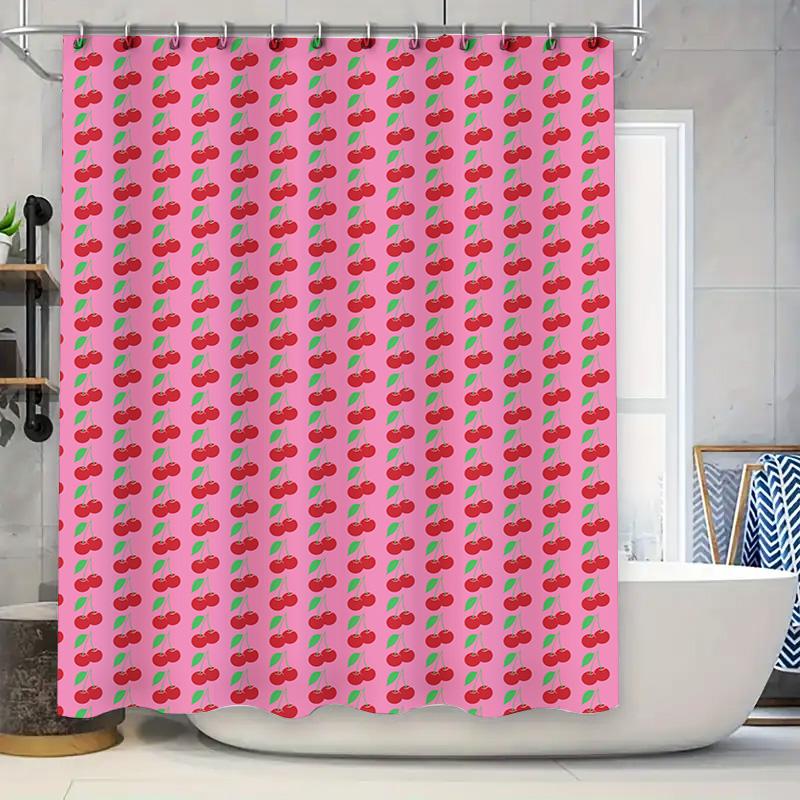 

Cherry Shower Curtain Pink Pattern Home Decor Waterproof Bath Rug Decoration 72X84 Inches W60H190(CM)-1 Pcs