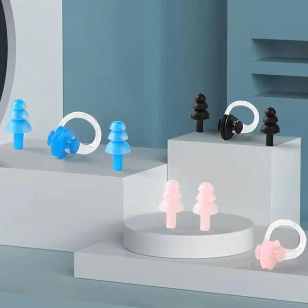 Wasserdichter Schwimm-Ohrstöpsel Nasenklammer Weicher Nasenschutz-Clip Silikon Lärm-Ohrstöpsel Baden