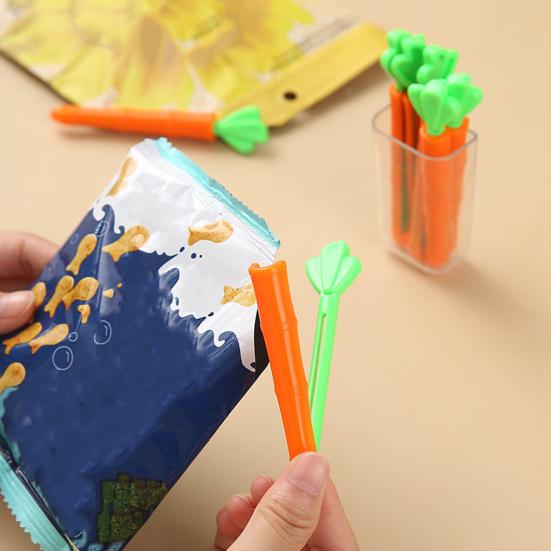 5Pcs Cute Carrot Design Food Sealing Clips Cereal Vegetable Coffee Bag Clips Anti-Slip Teeth Sealer Clips for Kitchen And Home