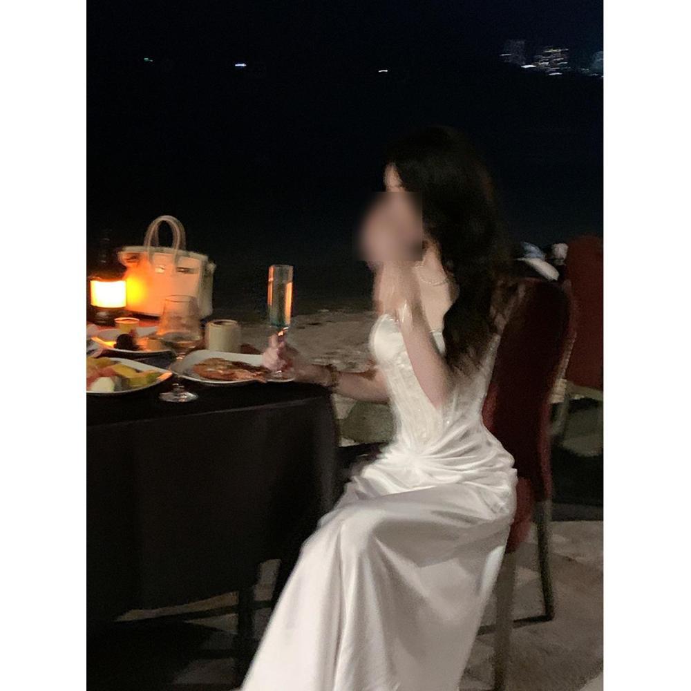 Jarní temperament Celebrity krajkové vsadky rybí kost Ležérní temperament Všestranné kouzlo Šaty na ramínka Šaty