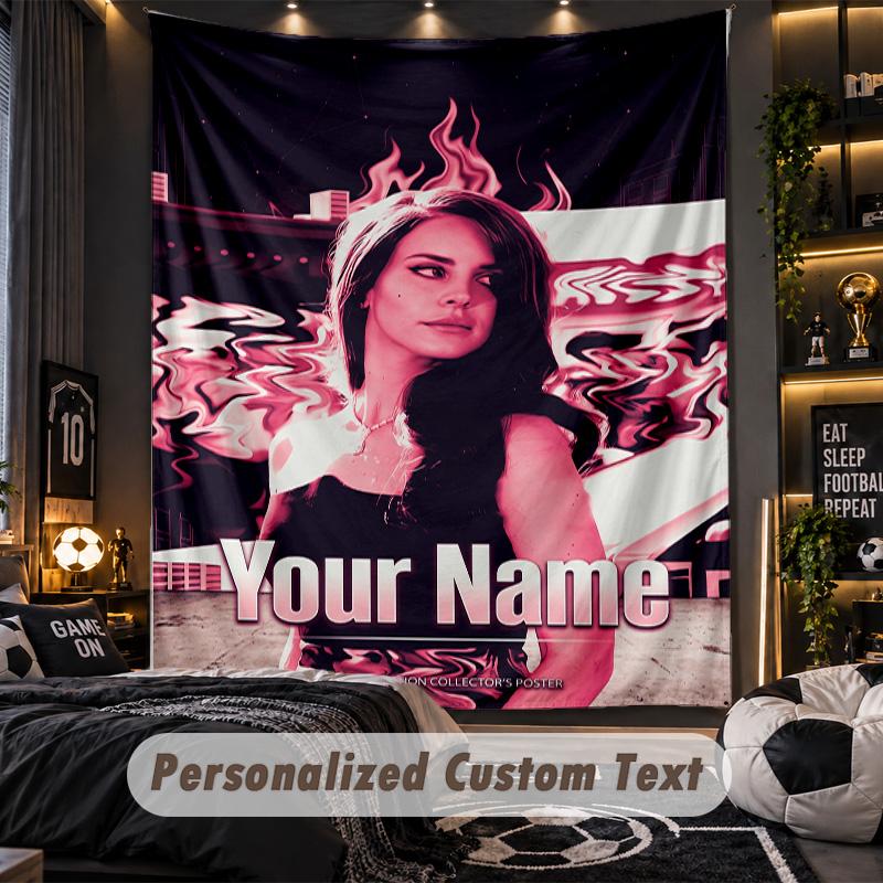 Personalisierte Wandtapisserie, Lana Del Rey Individuell Bedruckter Name, Stoff-Wandkunst für Innenraum-Hintergrund