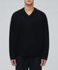 Lambswool Ribbed V-Neck Knit [Black]