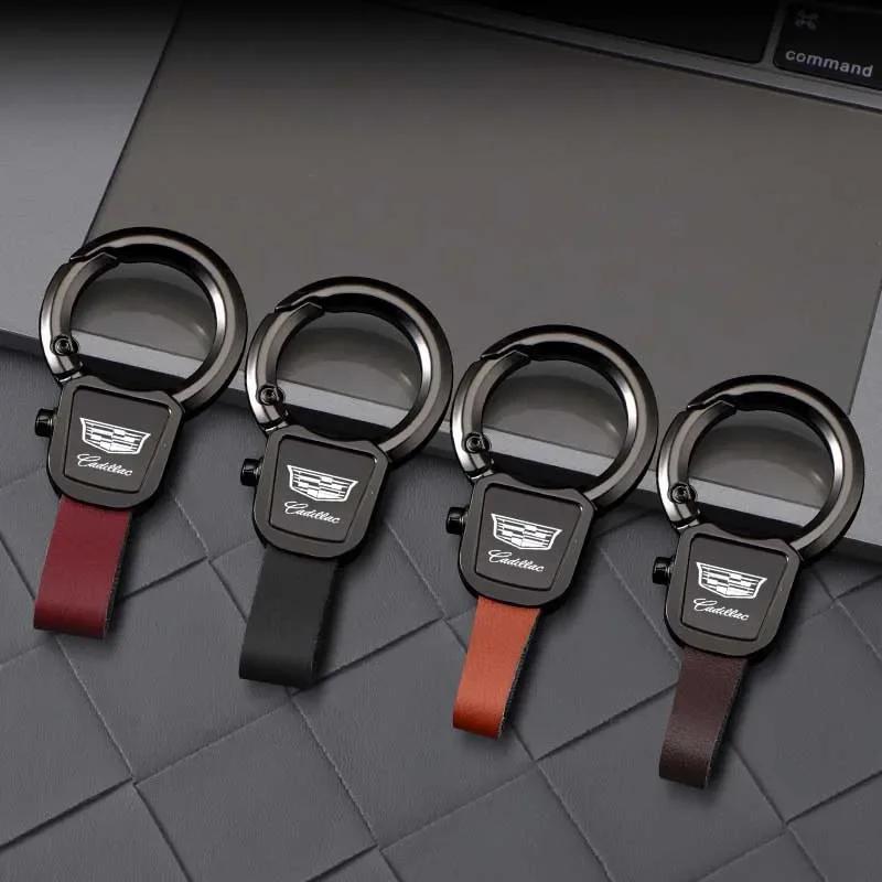 Creative Metal Leather Car Keychain Keyring Holder for Cadillac ATS BLS CT4 CT5 CT6 CTS Escalade EXT SLS STS XLR XT4 XT5 XT6 XTS Zd0