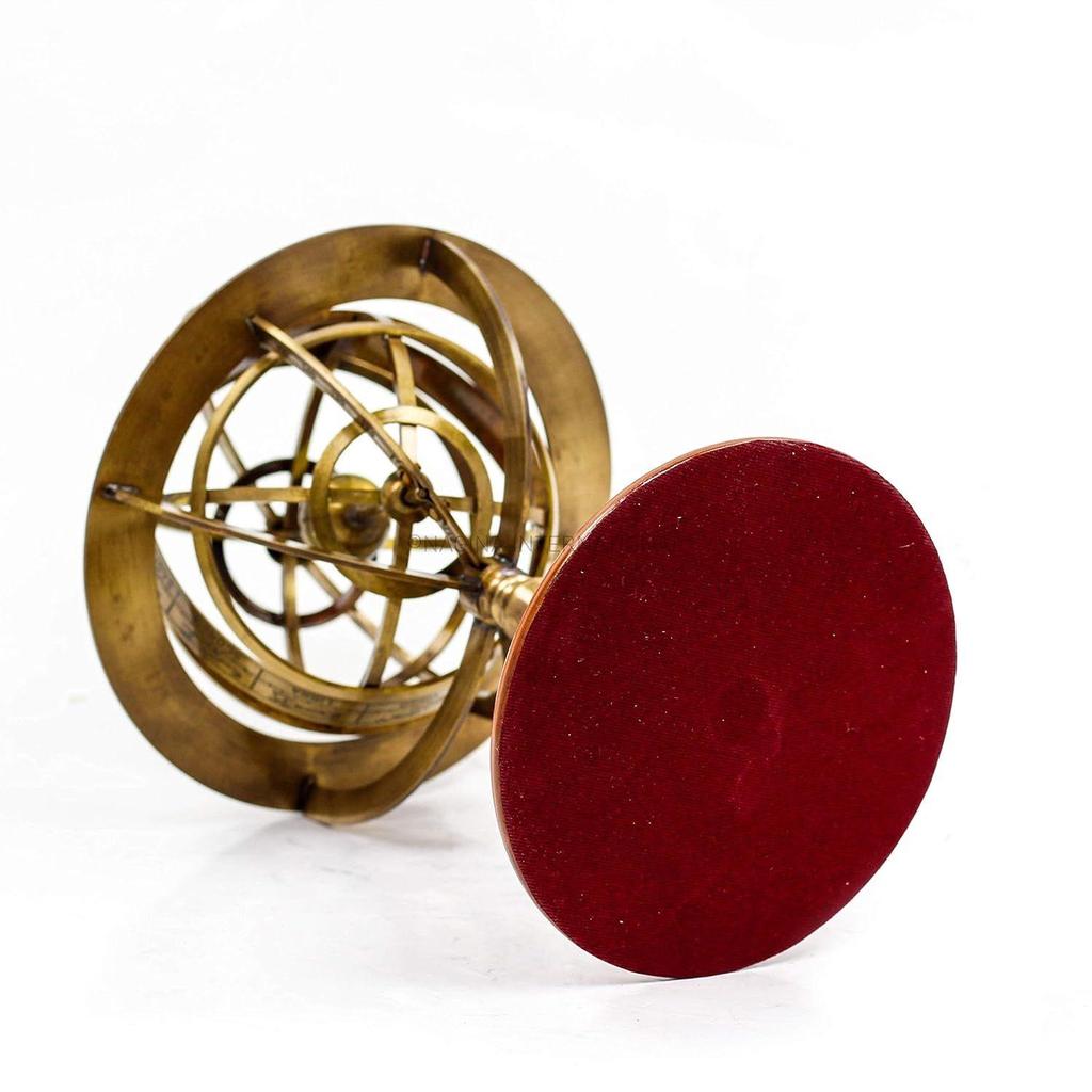 Metal Wood Sphere Globe (floored Base - 4 Inch , Globe Size : 9 X 5 Inch, Brown)