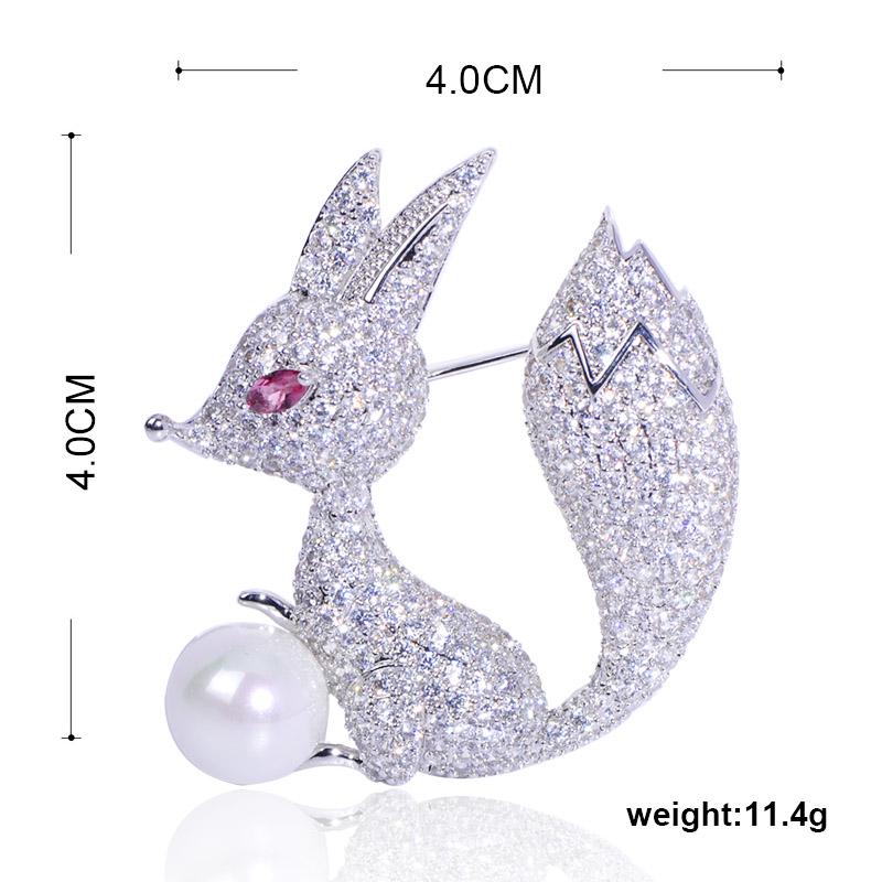 Blucome Cute Animal Fox Brooch Imitation Brooches Pin Copper Jewelry For Women Clothes Shirt Coat Scarf Accessories