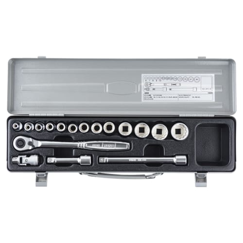 TONE 1560M 17-Piece Socket Wrench Set, 9.5mm (3/8") Drive, Silver