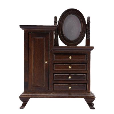 1:16 Dollhouse Miniature Dressing Table Wooden Decorative Vintage Doll House Vanity Table